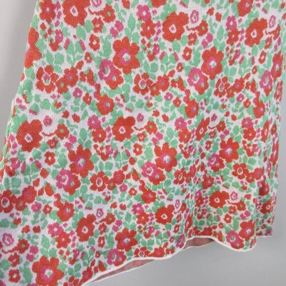 Zara Floral Halter Dress M Pink Green Knit Open Back Viscose Cotton Beach 194 - Picture 9 of 13